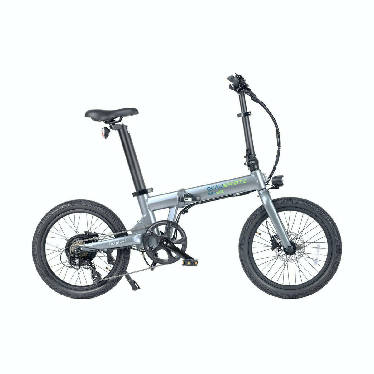 Gray Qualisports Dolphin Folding Electric Bike