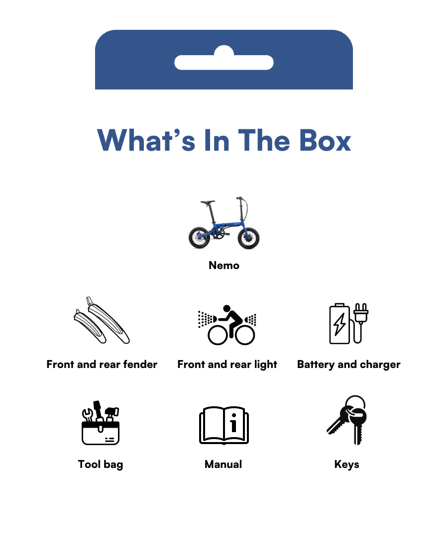 nemo e-bike box with complete bike and accessories