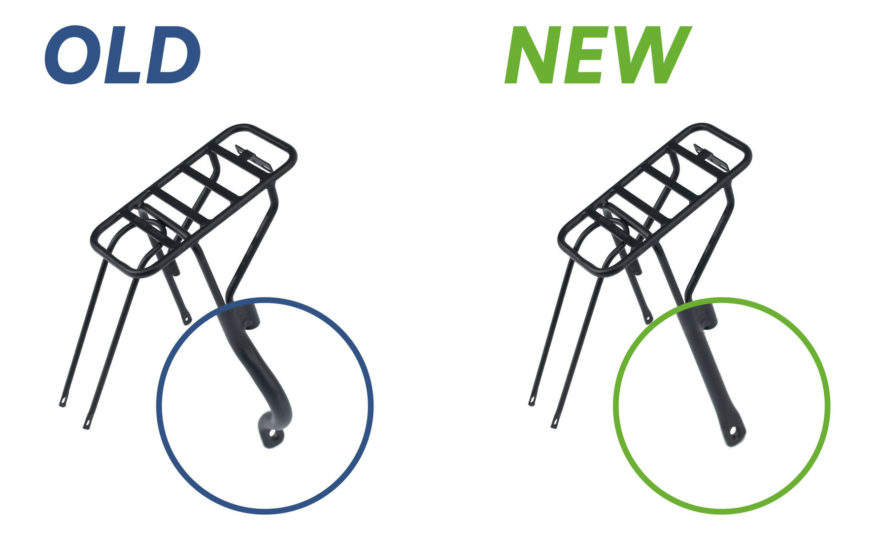 Comparison of the new Dolphin rear rack with the old one