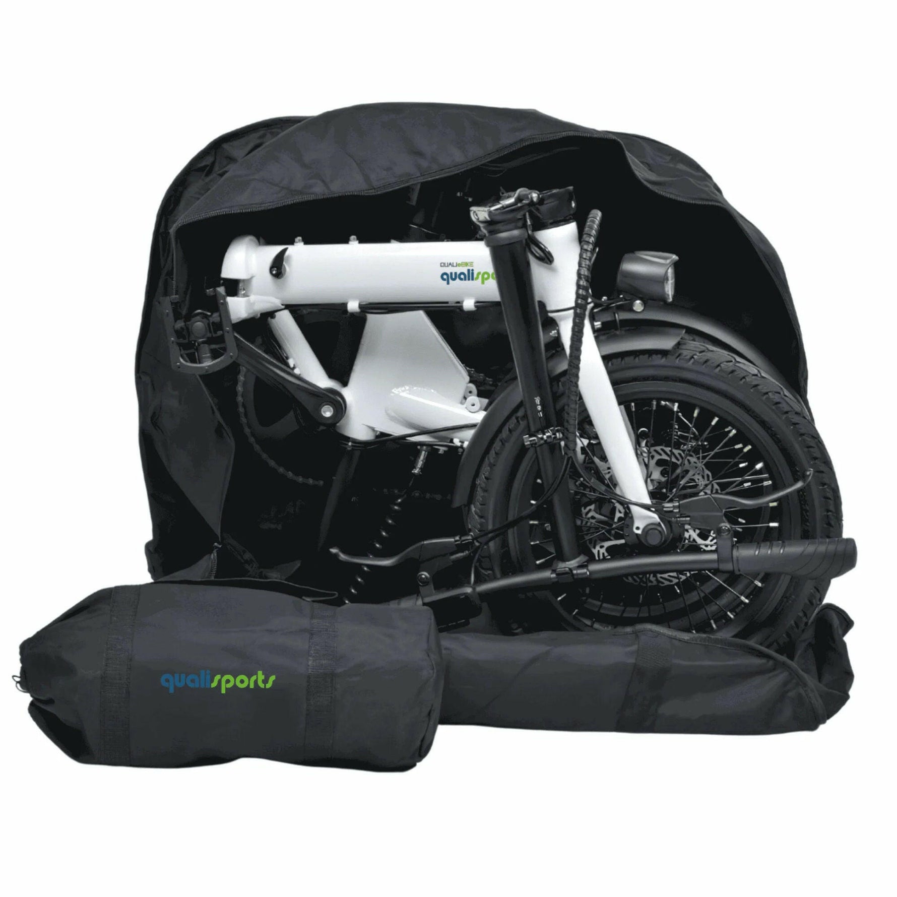 A folded Nemo e-bike in a Qualisports carrr bag